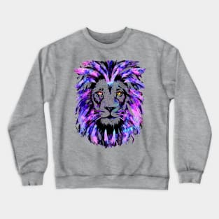 Pink Lion Artwork - Purple Lion - Wildlife - Big Cat Crewneck Sweatshirt